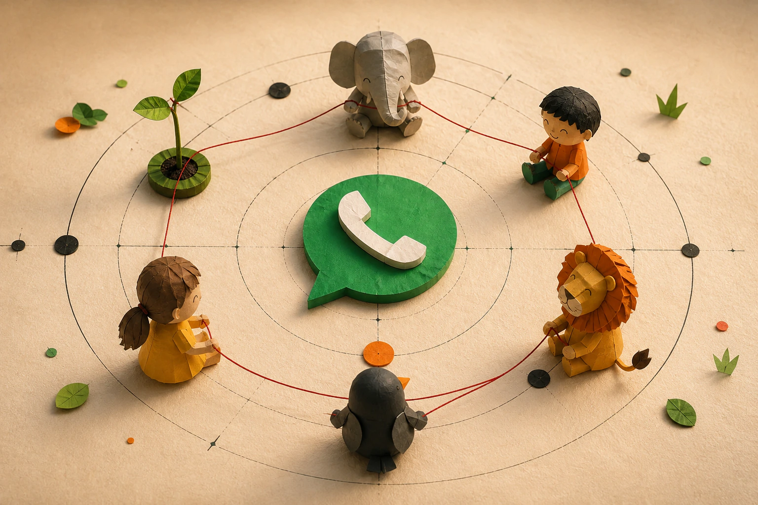 Des personnages se retrouvent autour d’un cercle de conversation