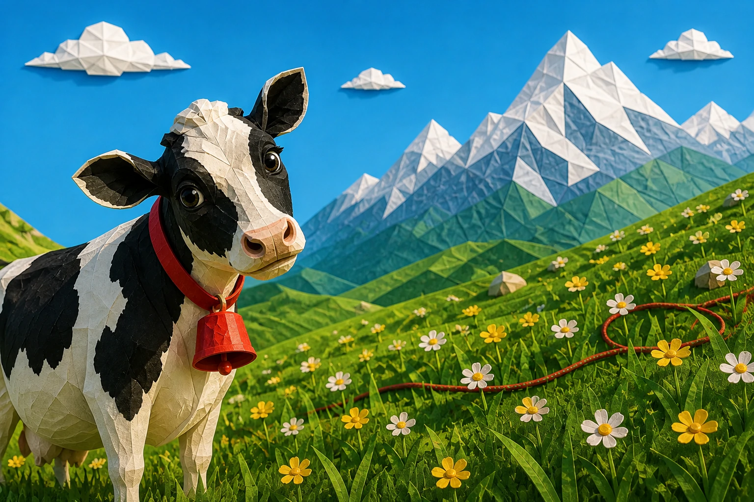 Swizà, une vache suisse, regarde devant elle dans un pré